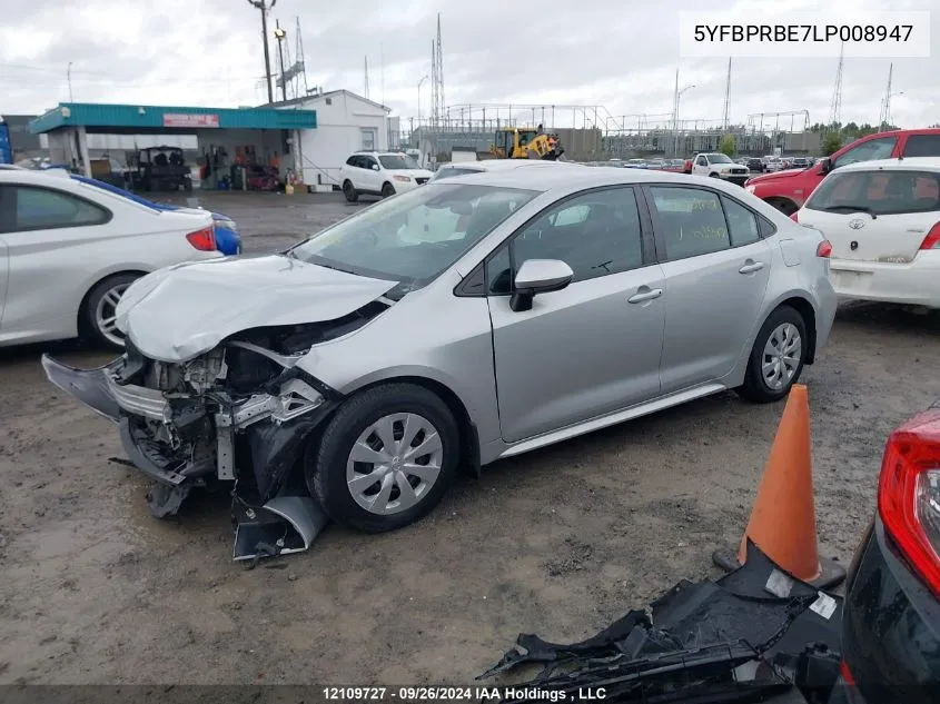 2020 Toyota Corolla L VIN: 5YFBPRBE7LP008947 Lot: 12109727