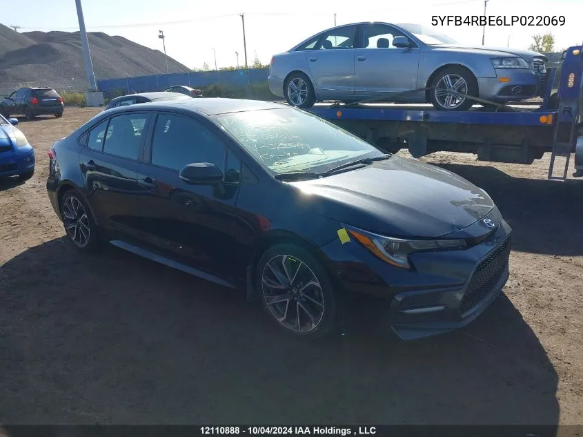 2020 Toyota Corolla Se/Xse VIN: 5YFB4RBE6LP022069 Lot: 12110888