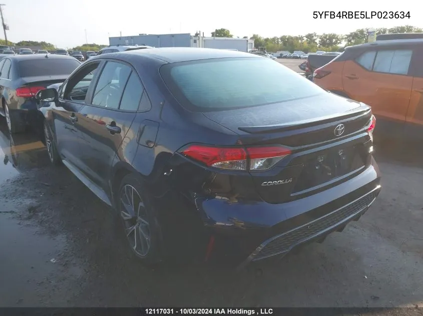 2020 Toyota Corolla Se/Xse VIN: 5YFB4RBE5LP023634 Lot: 12117031