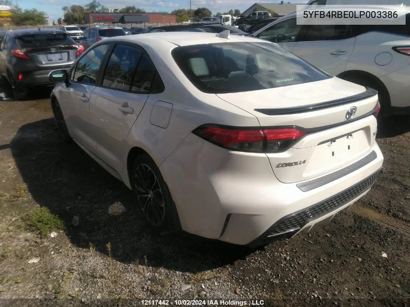 5YFB4RBE0LP003386 2020 Toyota Corolla Xse