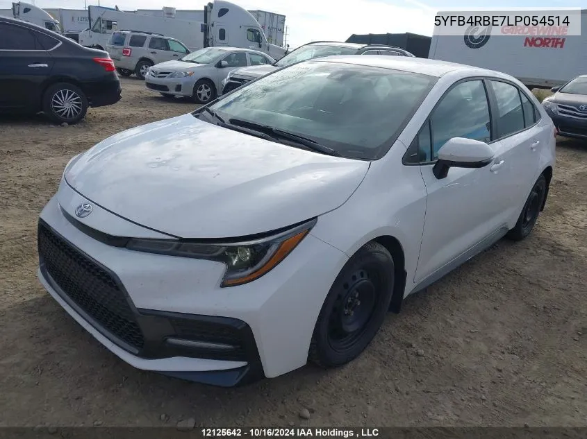 2020 Toyota Corolla Se/Xse VIN: 5YFB4RBE7LP054514 Lot: 12125642