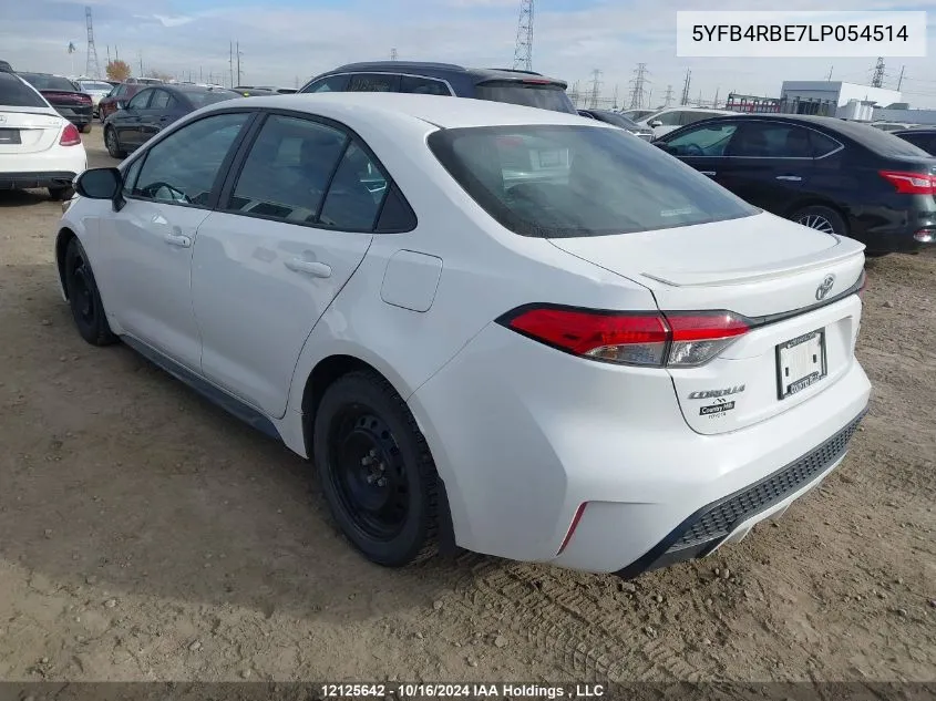 2020 Toyota Corolla Se/Xse VIN: 5YFB4RBE7LP054514 Lot: 12125642