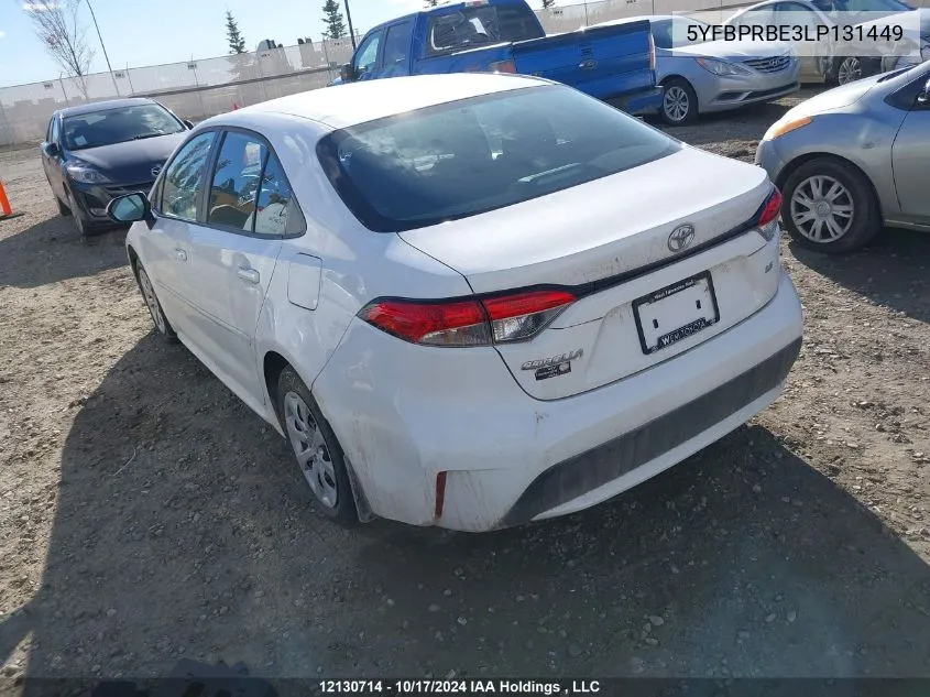 2020 Toyota Corolla Le VIN: 5YFBPRBE3LP131449 Lot: 12130714