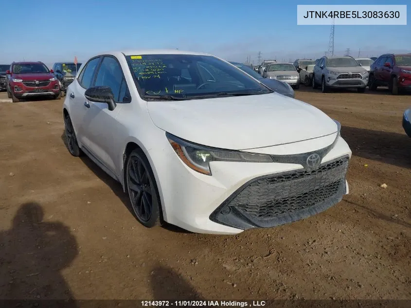 2020 Toyota Corolla Se/Xse VIN: JTNK4RBE5L3083630 Lot: 12143972