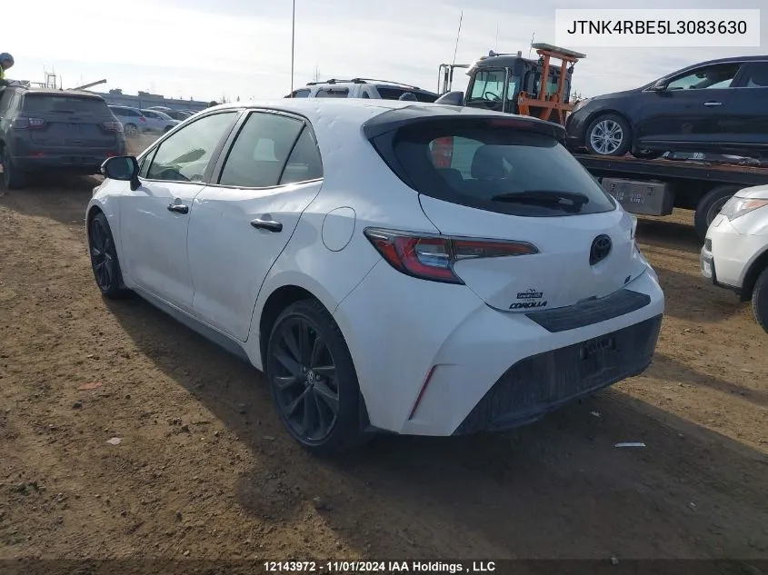 2020 Toyota Corolla Se/Xse VIN: JTNK4RBE5L3083630 Lot: 12143972