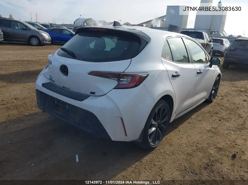 2020 Toyota Corolla Se/Xse VIN: JTNK4RBE5L3083630 Lot: 12143972