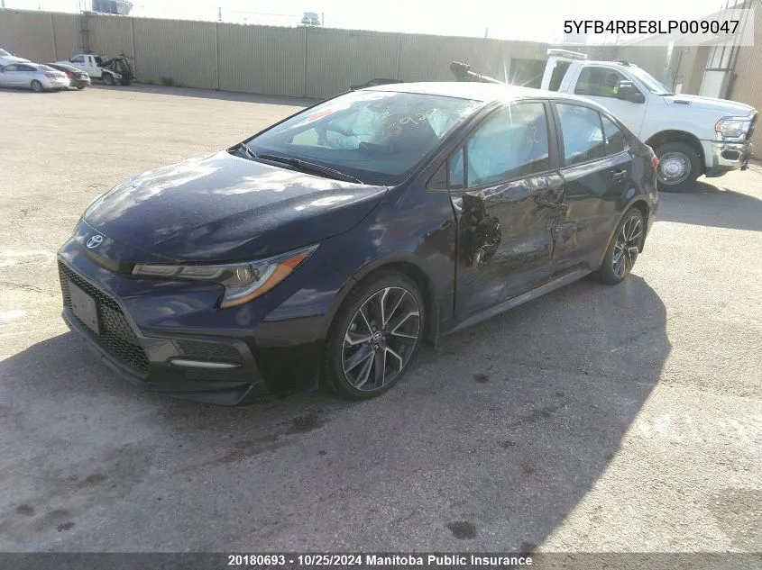 2020 Toyota Corolla Se VIN: 5YFB4RBE8LP009047 Lot: 20180693