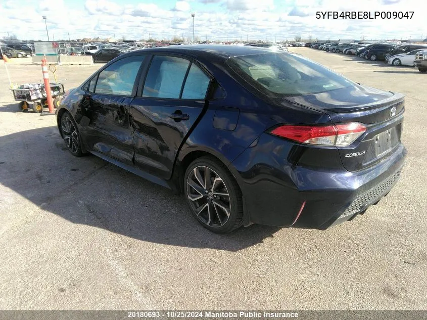 2020 Toyota Corolla Se VIN: 5YFB4RBE8LP009047 Lot: 20180693