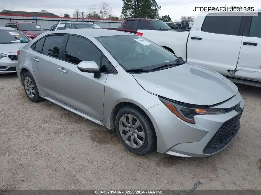 2020 Toyota Corolla Le VIN: JTDEPRAE3LJ031385 Lot: 38799486