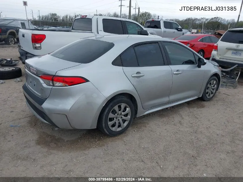 2020 Toyota Corolla Le VIN: JTDEPRAE3LJ031385 Lot: 38799486