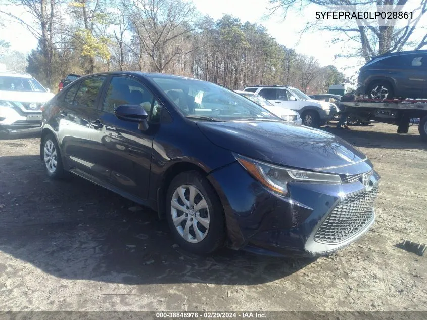 2020 Toyota Corolla Le VIN: 5YFEPRAE0LP028861 Lot: 38848976