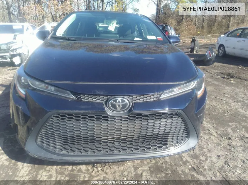 2020 Toyota Corolla Le VIN: 5YFEPRAE0LP028861 Lot: 38848976