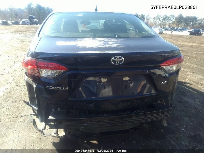 2020 Toyota Corolla Le VIN: 5YFEPRAE0LP028861 Lot: 38848976