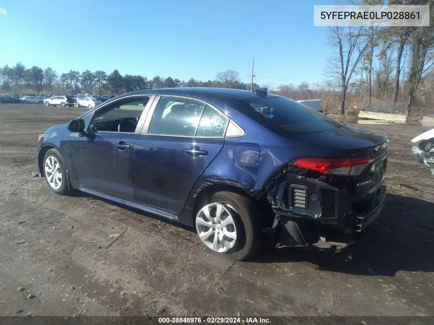 2020 Toyota Corolla Le VIN: 5YFEPRAE0LP028861 Lot: 38848976