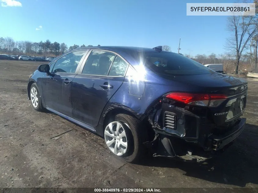 2020 Toyota Corolla Le VIN: 5YFEPRAE0LP028861 Lot: 38848976