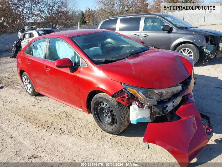 2020 Toyota Corolla Le VIN: 5YFEPRAE0LP018198 Lot: 38879176