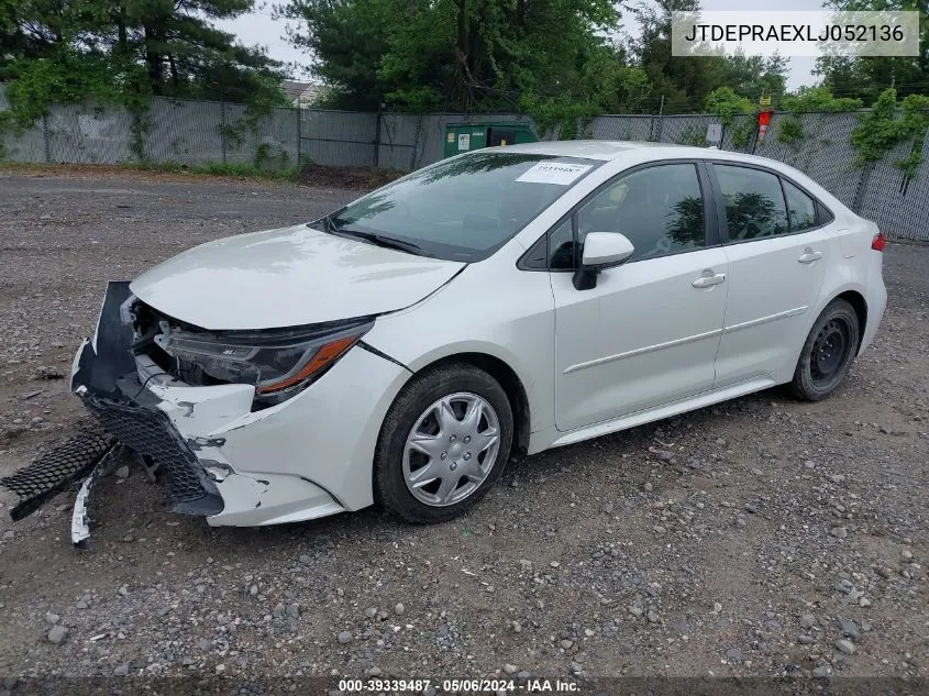 2020 Toyota Corolla Le VIN: JTDEPRAEXLJ052136 Lot: 39339487