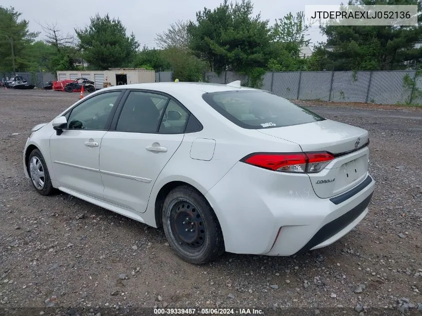 2020 Toyota Corolla Le VIN: JTDEPRAEXLJ052136 Lot: 39339487