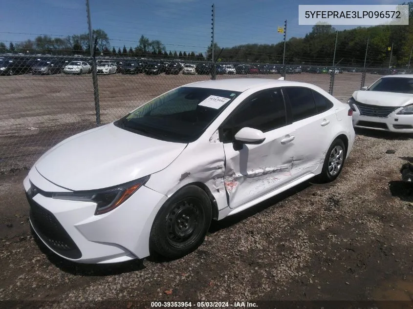 2020 Toyota Corolla Le VIN: 5YFEPRAE3LP096572 Lot: 39353954