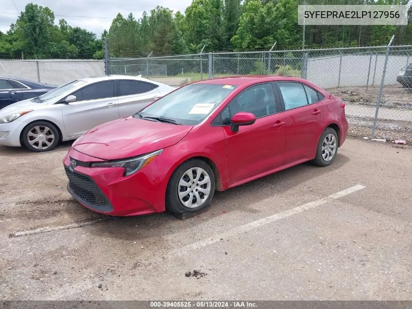 2020 Toyota Corolla Le VIN: 5YFEPRAE2LP127956 Lot: 39405525