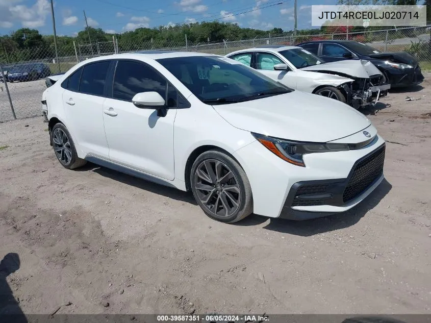 2020 Toyota Corolla Xse VIN: JTDT4RCE0LJ020714 Lot: 39587351