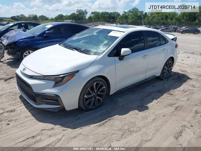 2020 Toyota Corolla Xse VIN: JTDT4RCE0LJ020714 Lot: 39587351