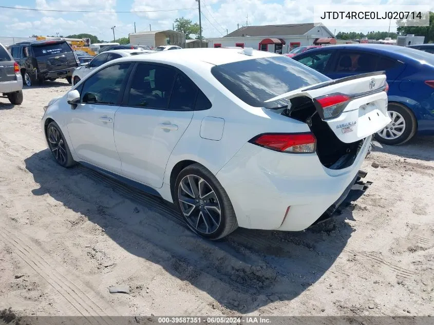 2020 Toyota Corolla Xse VIN: JTDT4RCE0LJ020714 Lot: 39587351