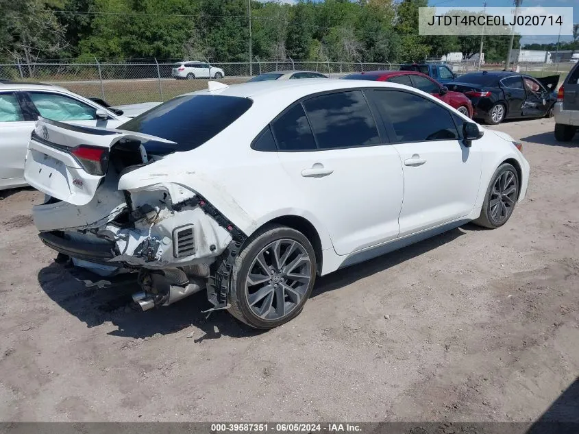 2020 Toyota Corolla Xse VIN: JTDT4RCE0LJ020714 Lot: 39587351