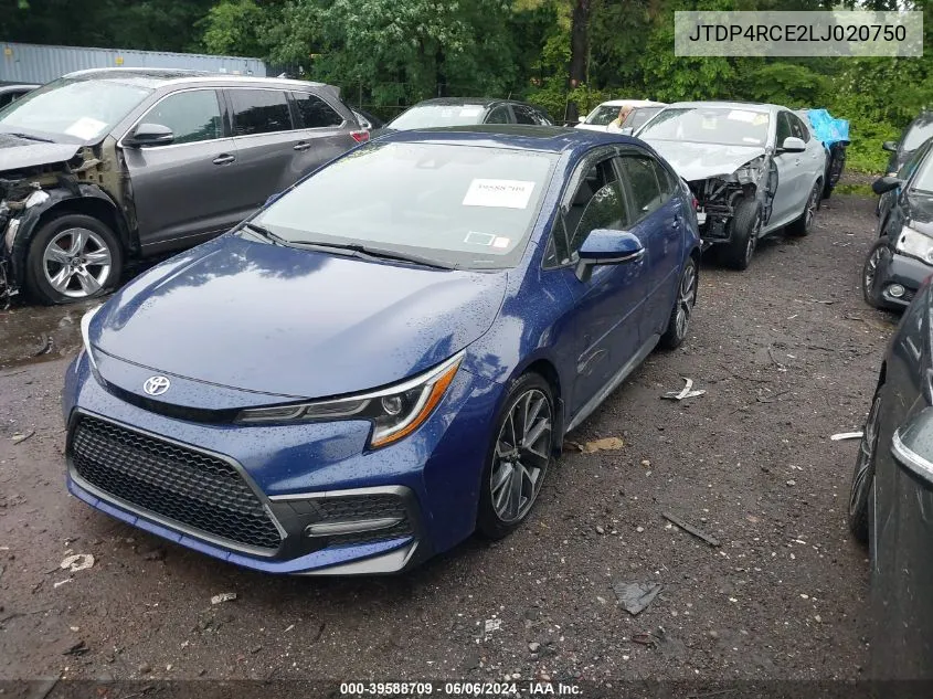 2020 Toyota Corolla Se VIN: JTDP4RCE2LJ020750 Lot: 39588709