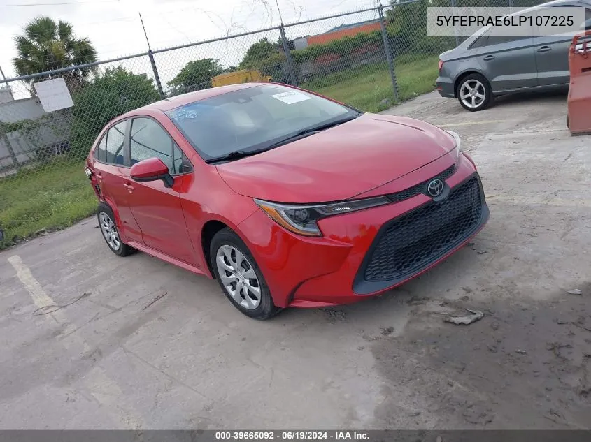 2020 Toyota Corolla Le VIN: 5YFEPRAE6LP107225 Lot: 39665092