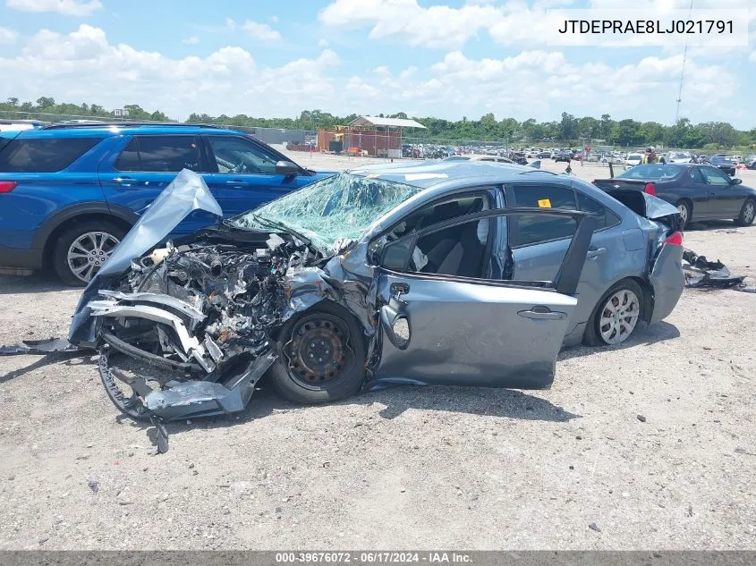 2020 Toyota Corolla Le VIN: JTDEPRAE8LJ021791 Lot: 39676072