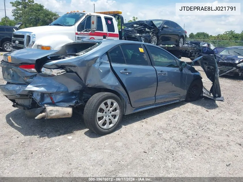 2020 Toyota Corolla Le VIN: JTDEPRAE8LJ021791 Lot: 39676072