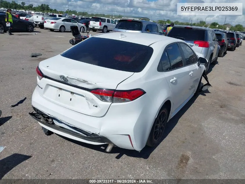 2020 Toyota Corolla Le VIN: 5YFEPRAE3LP025369 Lot: 39723317