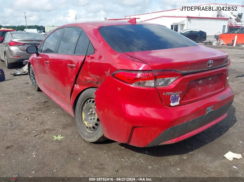 2020 Toyota Corolla Le VIN: JTDEPRAE8LJ042852 Lot: 39752416