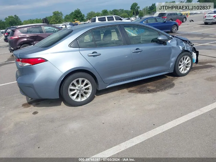 2020 Toyota Corolla Le VIN: JTDHPRAEXLJ102837 Lot: 39765397