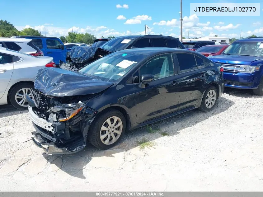 2020 Toyota Corolla Le VIN: JTDEPRAE0LJ102770 Lot: 39777921