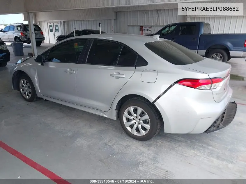 2020 Toyota Corolla Le VIN: 5YFEPRAE3LP088682 Lot: 39910546