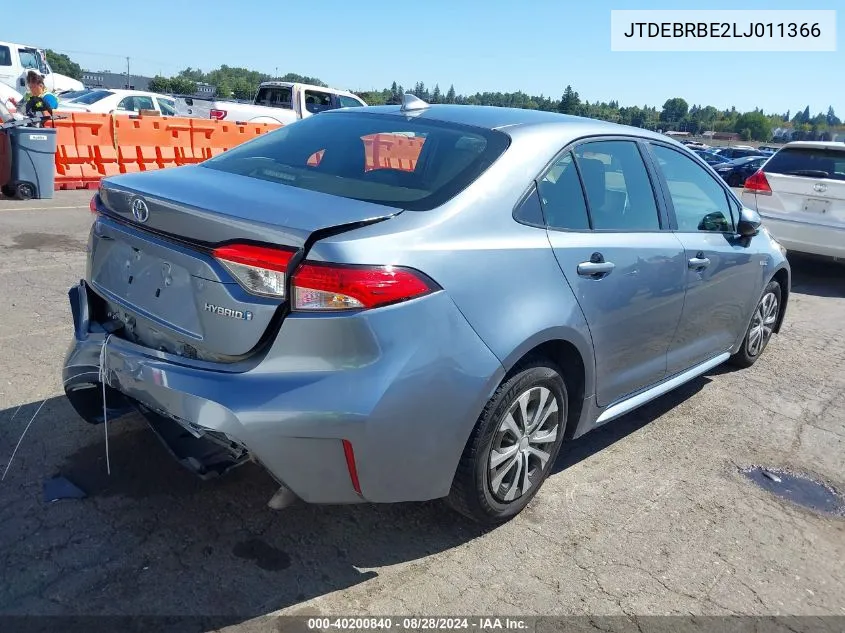 JTDEBRBE2LJ011366 2020 Toyota Corolla Hybrid Le