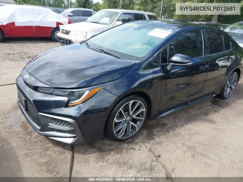 2020 Toyota Corolla Se VIN: 5YFS4RCE5LP012681 Lot: 40250602