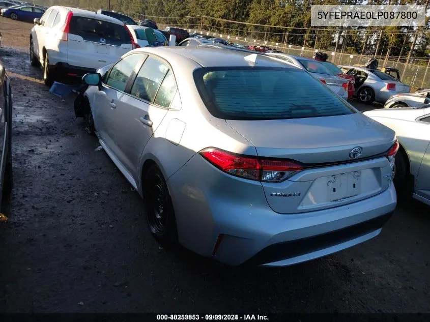 2020 Toyota Corolla Le VIN: 5YFEPRAE0LP087800 Lot: 40253853