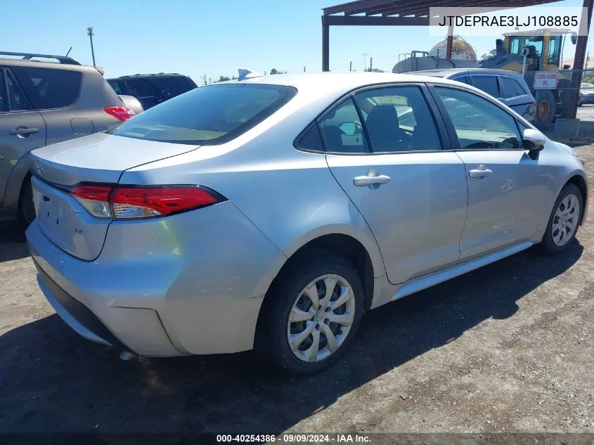 2020 Toyota Corolla Le VIN: JTDEPRAE3LJ108885 Lot: 40254386