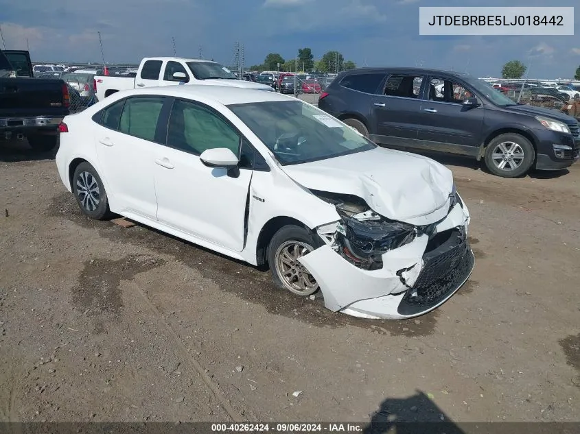 2020 Toyota Corolla Hybrid Le VIN: JTDEBRBE5LJ018442 Lot: 40262424