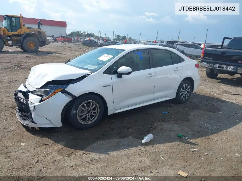 2020 Toyota Corolla Hybrid Le VIN: JTDEBRBE5LJ018442 Lot: 40262424