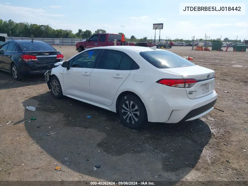 JTDEBRBE5LJ018442 2020 Toyota Corolla Hybrid Le