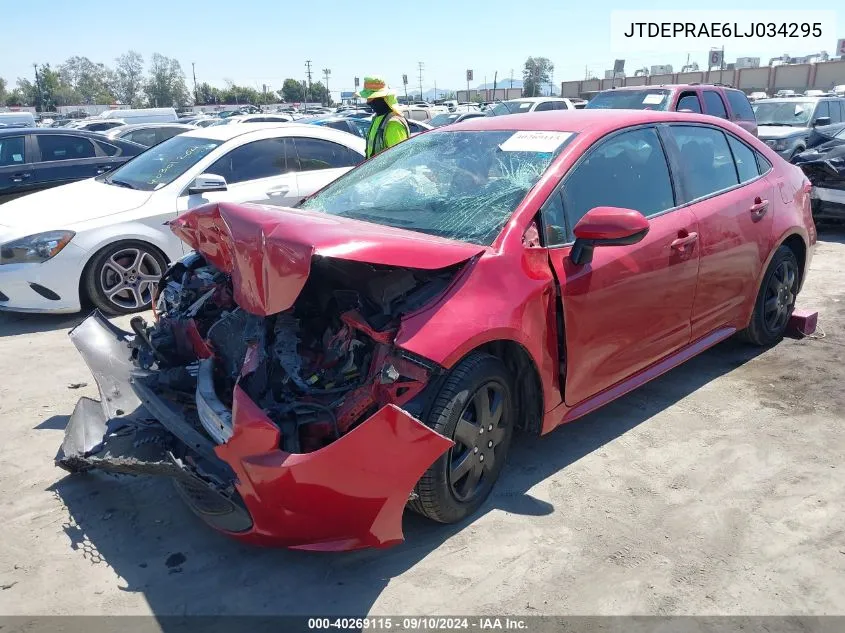 2020 Toyota Corolla Le VIN: JTDEPRAE6LJ034295 Lot: 40269115