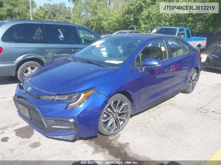 2020 Toyota Corolla Se VIN: JTDP4RCE3LJ012219 Lot: 40277467