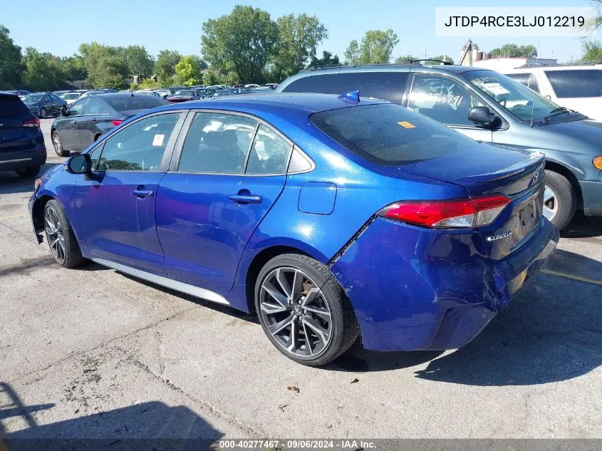 2020 Toyota Corolla Se VIN: JTDP4RCE3LJ012219 Lot: 40277467