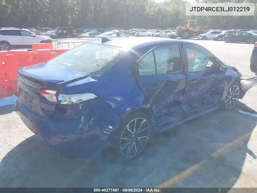 2020 Toyota Corolla Se VIN: JTDP4RCE3LJ012219 Lot: 40277467