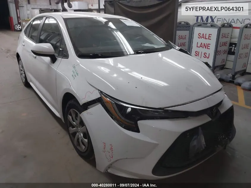 2020 Toyota Corolla Le VIN: 5YFEPRAEXLP064301 Lot: 40280011