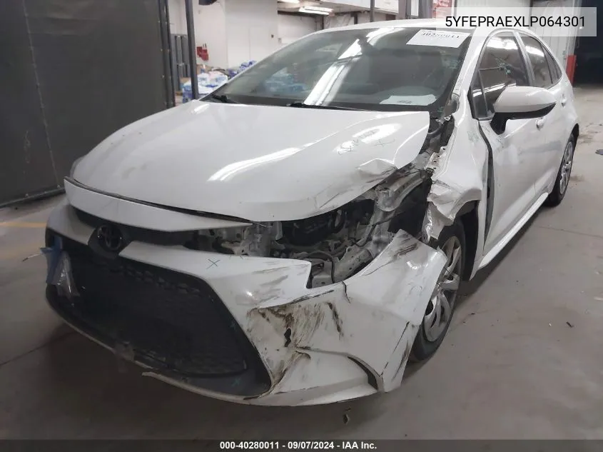 2020 Toyota Corolla Le VIN: 5YFEPRAEXLP064301 Lot: 40280011